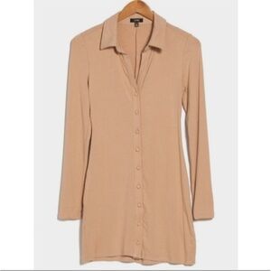NWT. Cream Tan Ribbed Knit Dress with buttons down front. Capsule collection